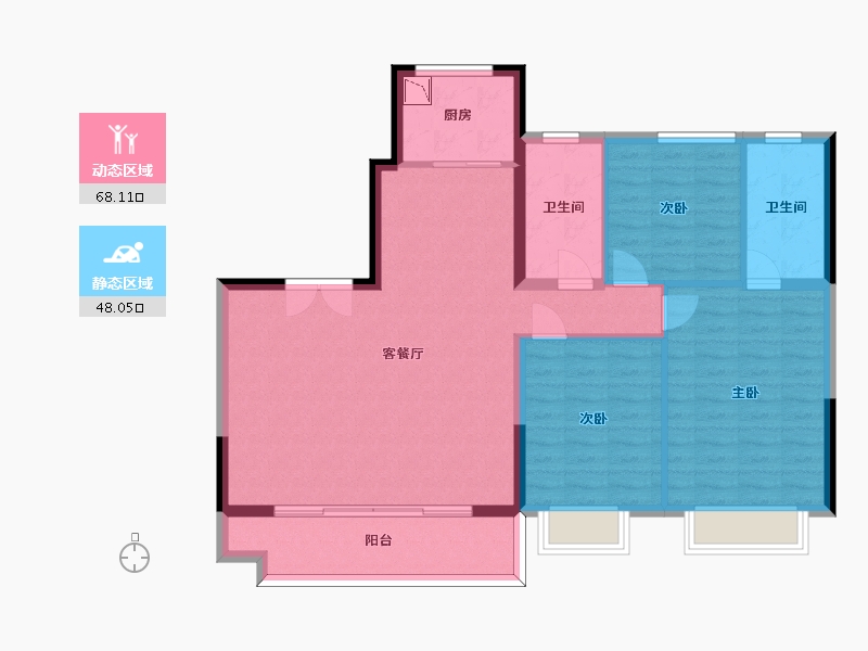 山东省-济南市-鑫都紫宸府-105.61-户型库-动静分区