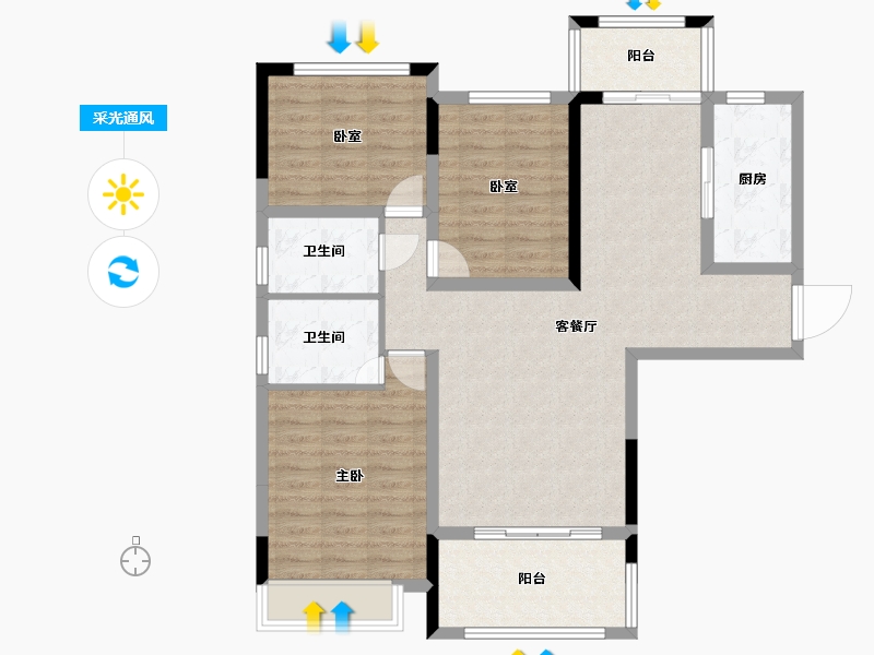 湖北省-宜昌市-公园大观-97.97-户型库-采光通风