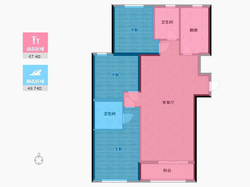 山东省-潍坊市-中冶潍坊公馆-105.60-户型库-动静分区