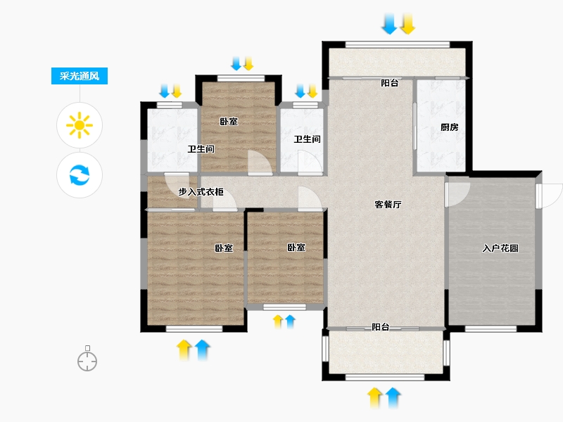 湖南省-衡阳市-香江水岸新城-128.00-户型库-采光通风