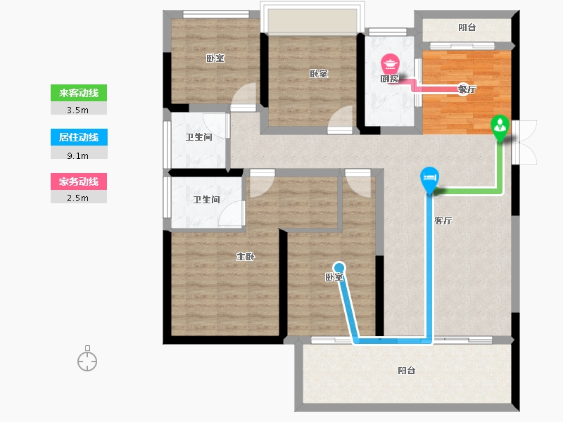 湖南省-衡阳市-金钟府-107.41-户型库-动静线