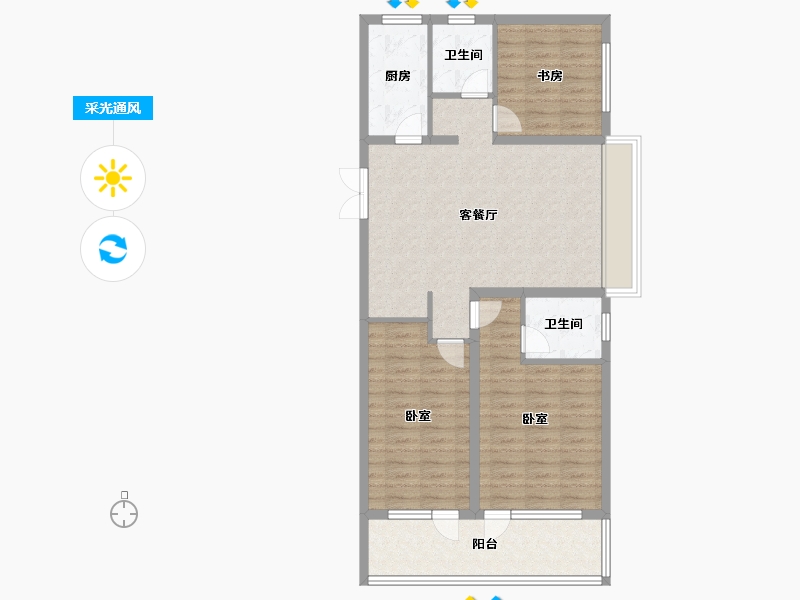 山东省-济宁市-九巨龙·龙城华府-93.00-户型库-采光通风