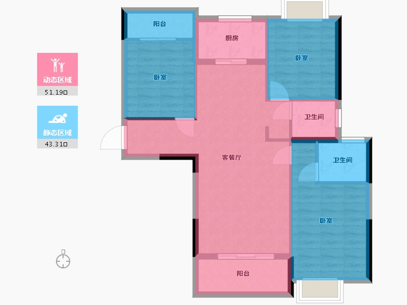 湖北省-武汉市-御湖园-85.26-户型库-动静分区