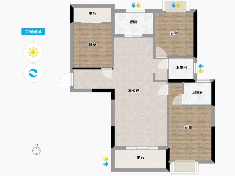 湖北省-武汉市-御湖园-85.26-户型库-采光通风