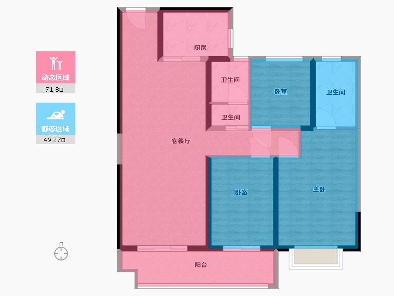 江苏省-宿迁市-新城玺樾府-109.01-户型库-动静分区