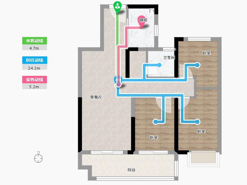 湖北省-荆州市-金科集美书院-76.00-户型库-动静线