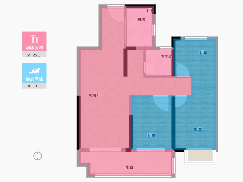 湖北省-荆州市-金科集美书院-76.00-户型库-动静分区