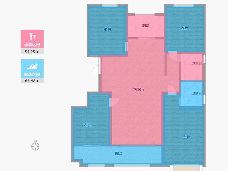 山东省-潍坊市-恒信金色阳光-104.80-户型库-动静分区