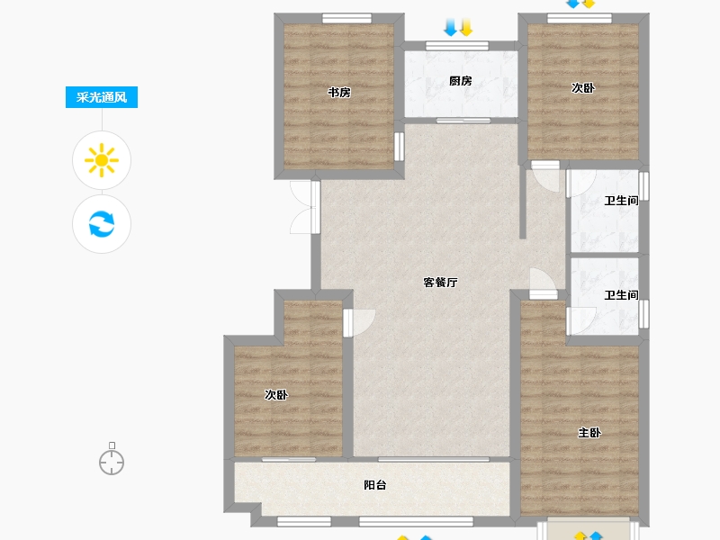 山东省-潍坊市-恒信金色阳光-104.80-户型库-采光通风