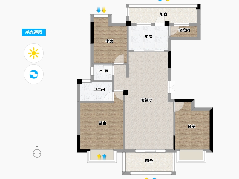 湖北省-黄冈市-中港水岸新城-93.32-户型库-采光通风