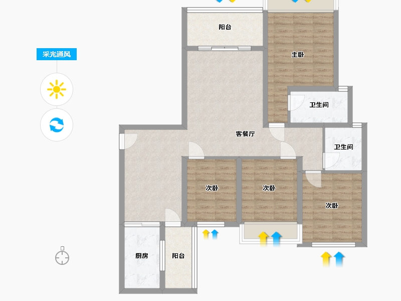 四川省-乐山市-幸福名门-104.23-户型库-采光通风