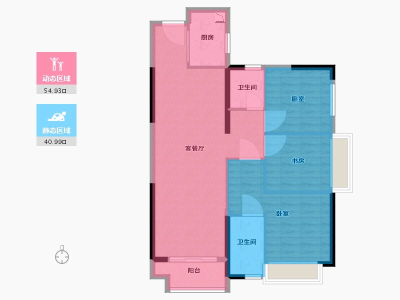 湖北省-武汉市-武汉锦绣香江-86.70-户型库-动静分区