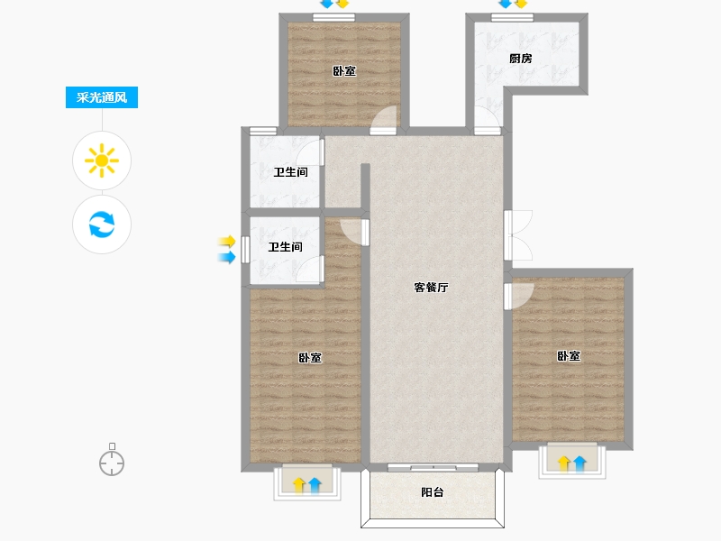 河南省-许昌市-山峰唐宁湾-110.01-户型库-采光通风