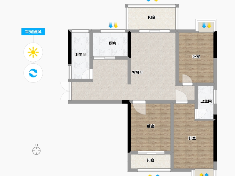 湖北省-十堰市-芳林雅苑•翡翠郡-96.67-户型库-采光通风