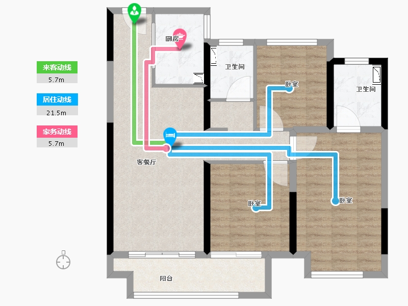 湖北省-襄阳市-弘阳襄御澜庭二期云庭-86.00-户型库-动静线