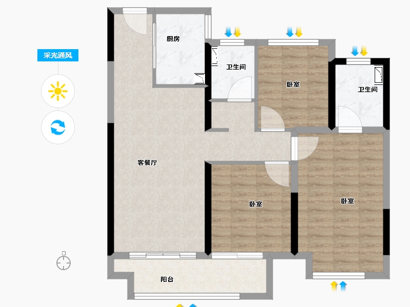 湖北省-襄阳市-弘阳襄御澜庭二期云庭-86.00-户型库-采光通风