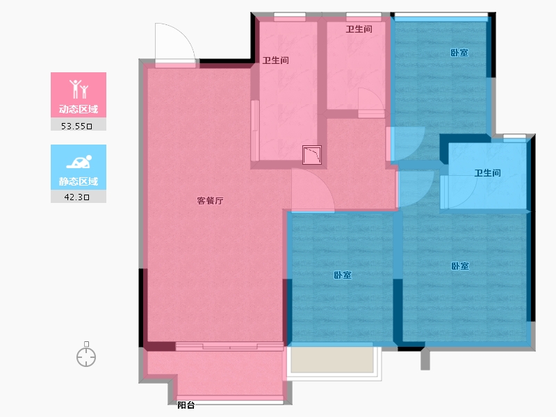 湖北省-黄石市-黄石保利时代-84.99-户型库-动静分区