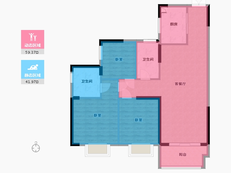 湖北省-武汉市-国瑞新港广场二期-91.46-户型库-动静分区