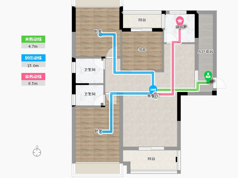 湖北省-襄阳市-连山鼎府-89.68-户型库-动静线