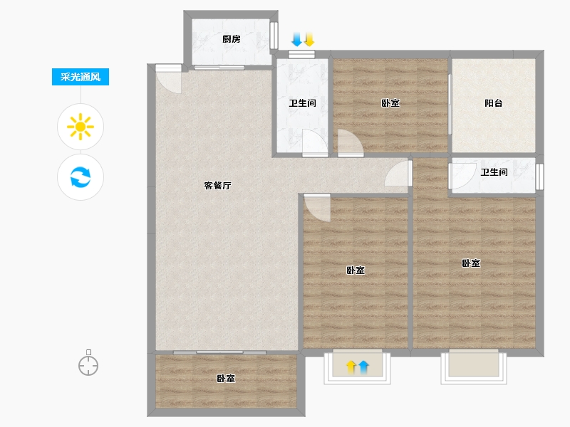 湖南省-衡阳市-山河国际-107.01-户型库-采光通风