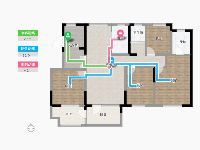 山东省-德州市-盛信·东城茗筑-127.00-户型库-动静线