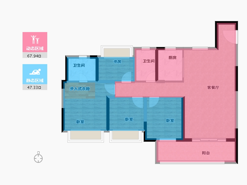 湖北省-荆州市-中梁首府-103.00-户型库-动静分区