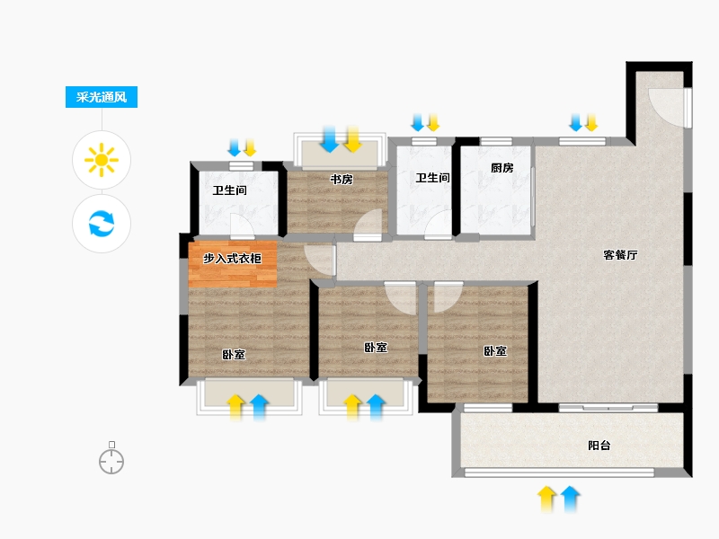 湖北省-荆州市-中梁首府-103.00-户型库-采光通风