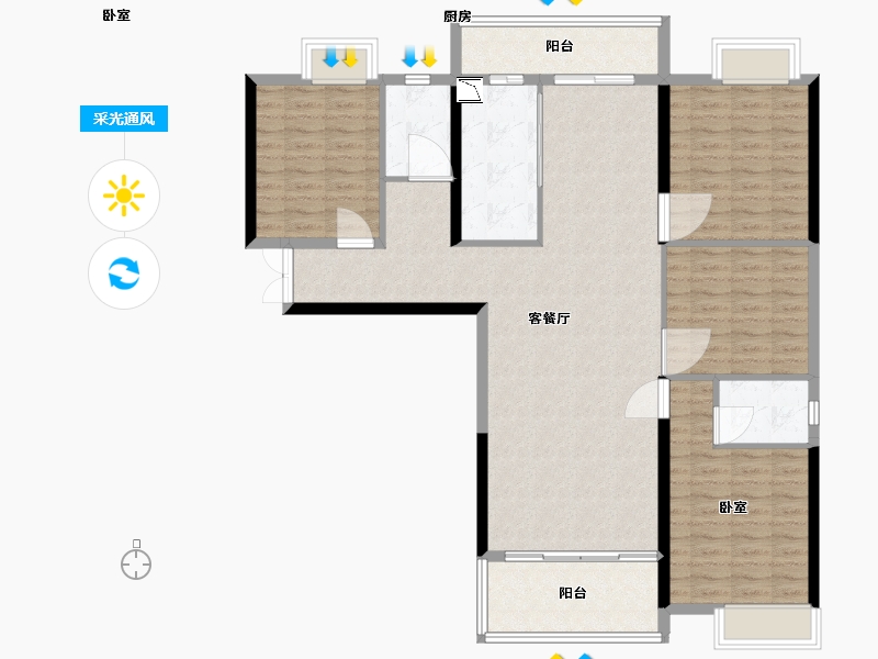 湖北省-黄石市-黄石文鑫城玺-124.26-户型库-采光通风