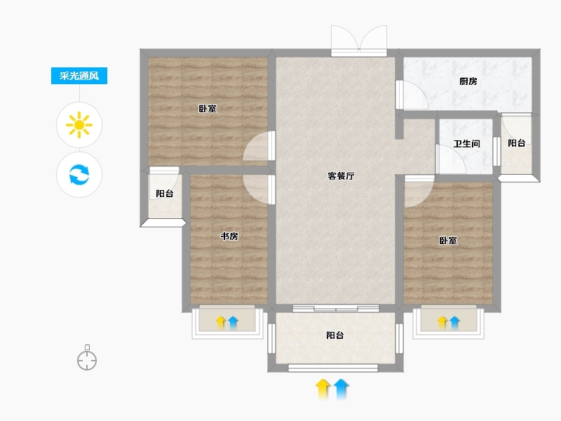 河南省-许昌市-广杰龙湖华庭-90.01-户型库-采光通风