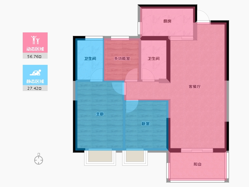 湖北省-黄冈市-黄州澳海府-75.36-户型库-动静分区