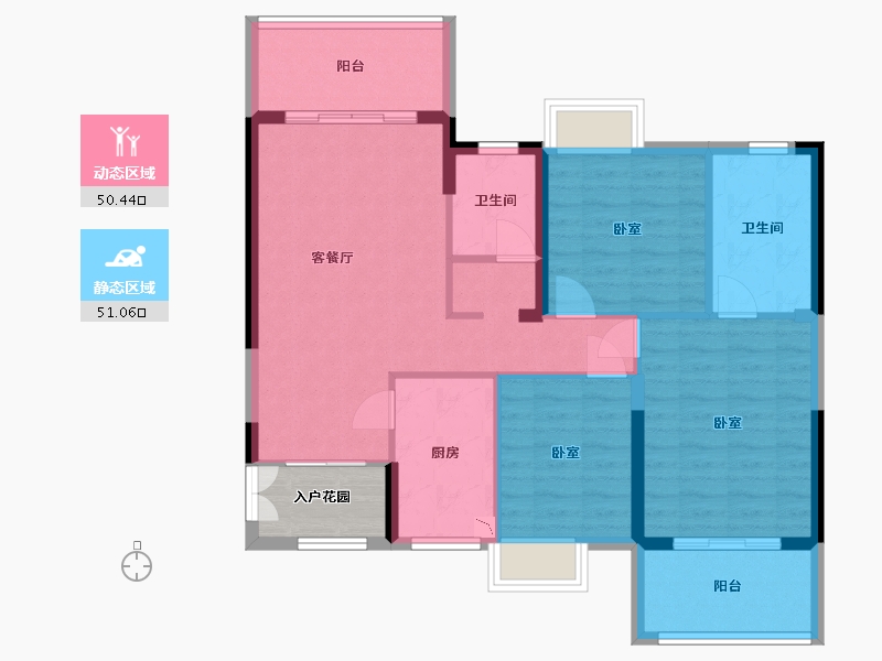 湖北省-武汉市-国瑞新港广场二期-95.26-户型库-动静分区