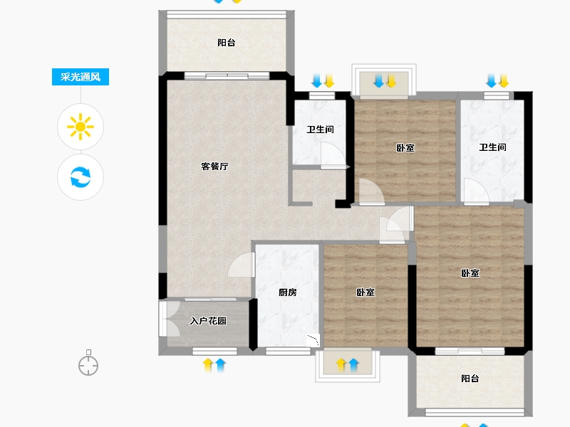 湖北省-武汉市-国瑞新港广场二期-95.26-户型库-采光通风