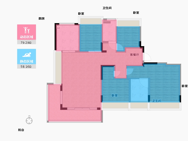 湖北省-黄石市-黄石保利时代-122.00-户型库-动静分区