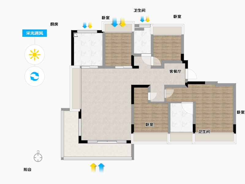 湖北省-黄石市-黄石保利时代-122.00-户型库-采光通风