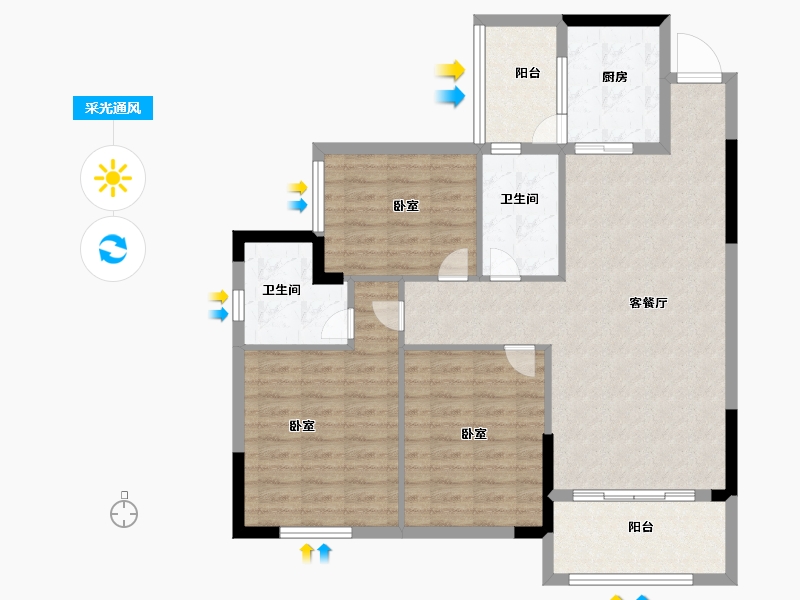 湖北省-咸宁市-留余府邸-98.00-户型库-采光通风