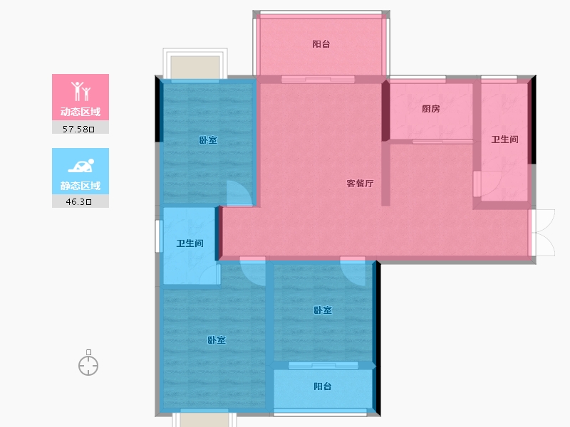 湖北省-十堰市-芳林雅苑•翡翠郡-92.34-户型库-动静分区