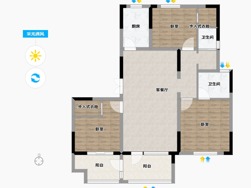 山东省-德州市-盛信·东城茗筑-112.00-户型库-采光通风