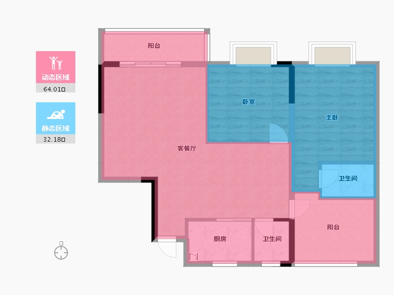 湖北省-宜昌市-长阳龙津星城-86.59-户型库-动静分区