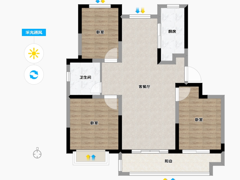 山东省-德州市-龍山公馆-93.20-户型库-采光通风