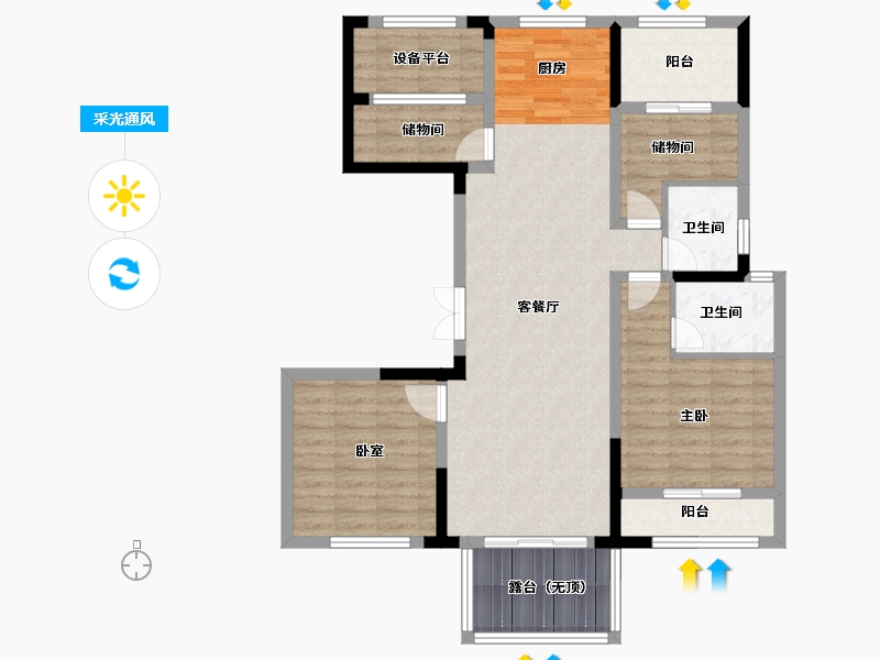 浙江省-金华市-金报步阳华府-99.32-户型库-采光通风