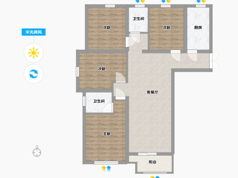 山东省-临沂市-万图·水岸经典-93.63-户型库-采光通风