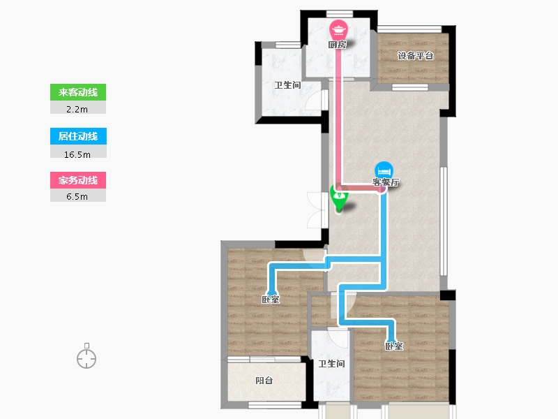 浙江省-金华市-滨湖印象花园-78.00-户型库-动静线