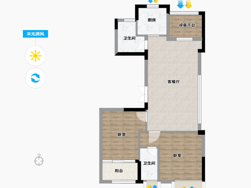 浙江省-金华市-滨湖印象花园-78.00-户型库-采光通风