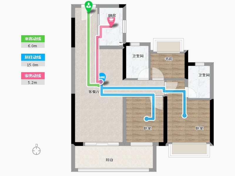 湖北省-荆州市-中梁首府-80.00-户型库-动静线