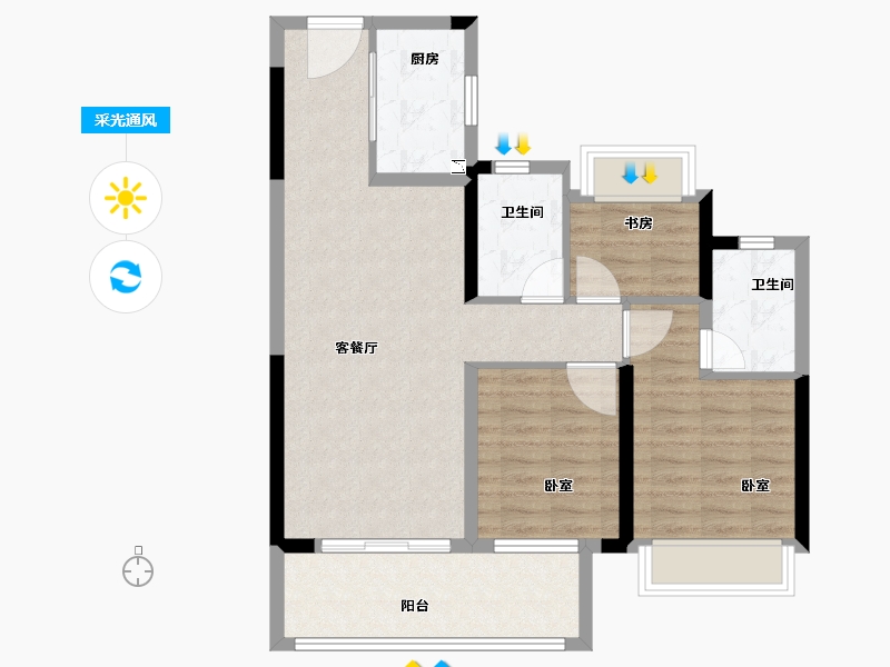 湖北省-荆州市-中梁首府-80.00-户型库-采光通风