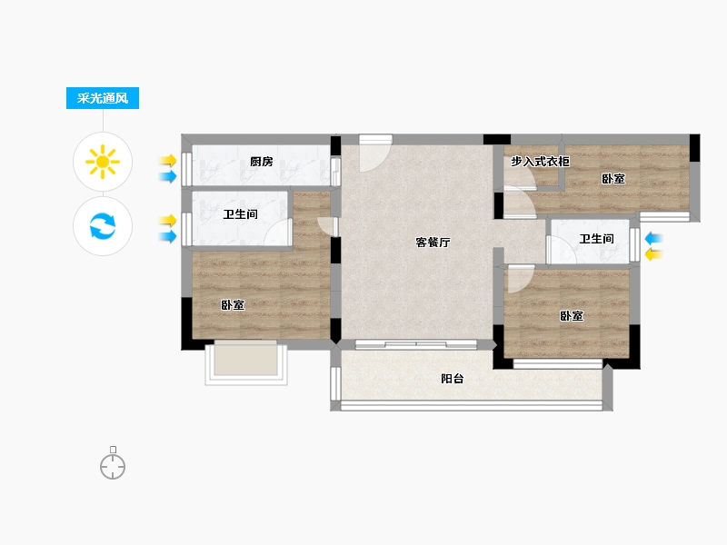 湖北省-襄阳市-天润智慧城-57.16-户型库-采光通风