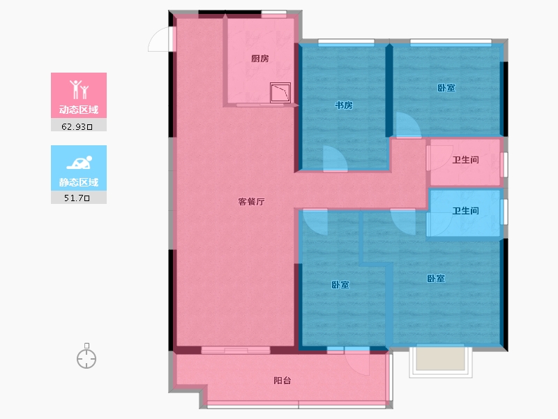 湖北省-黄冈市-碧桂园新城阳光城·城品-102.52-户型库-动静分区