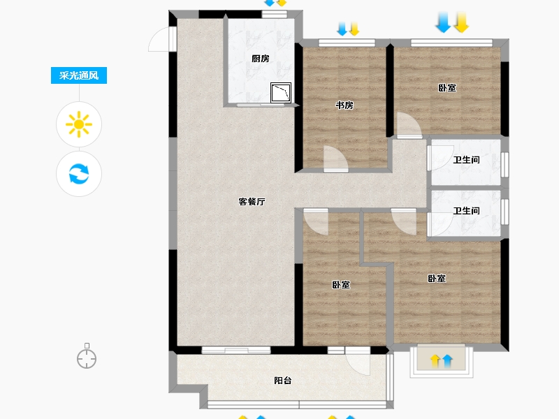 湖北省-黄冈市-碧桂园新城阳光城·城品-102.52-户型库-采光通风