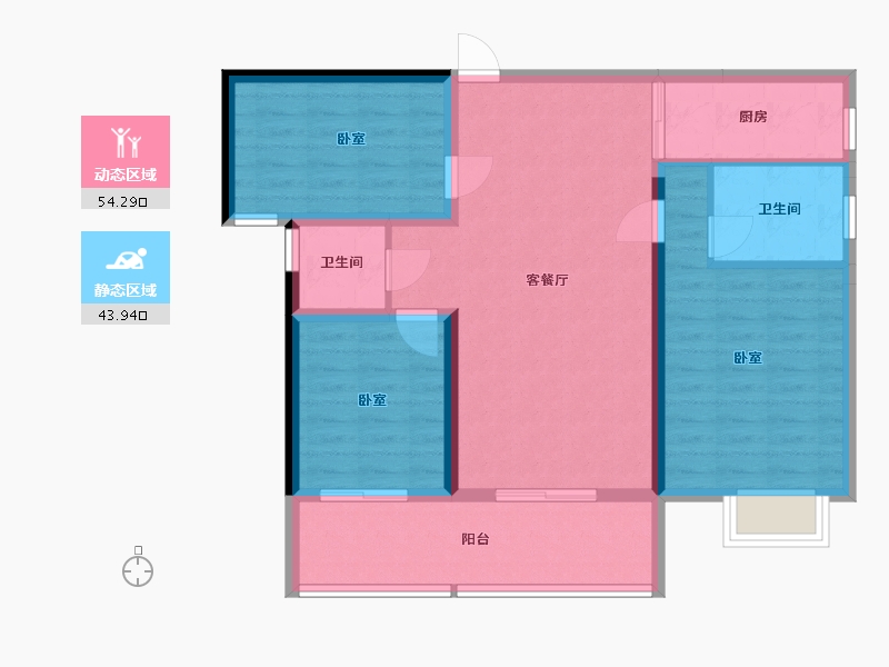 湖北省-黄石市-錦綉·御湖湾-88.00-户型库-动静分区