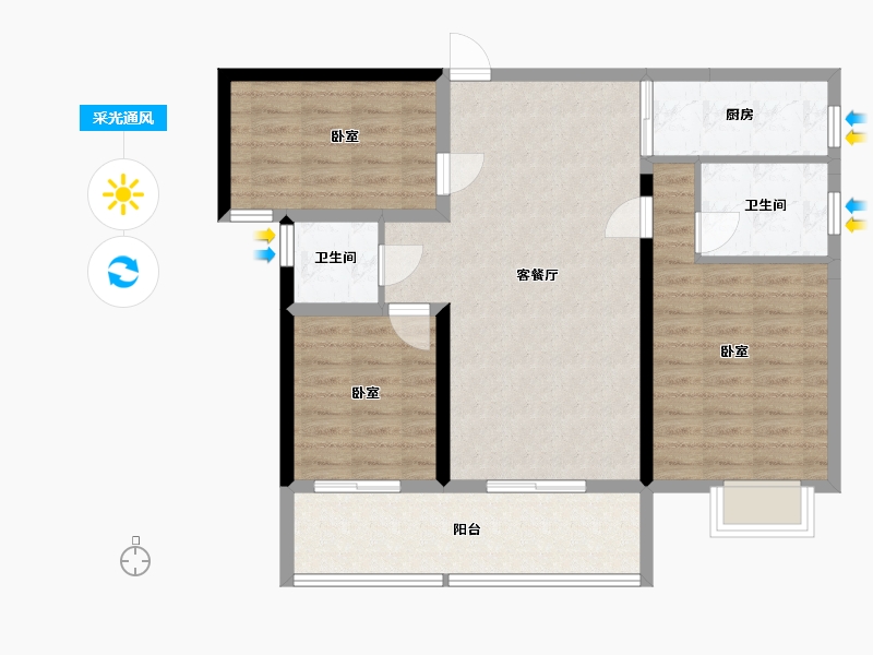 湖北省-黄石市-錦綉·御湖湾-88.00-户型库-采光通风